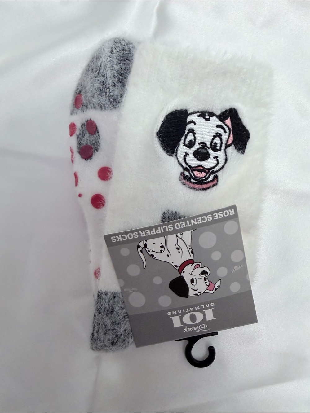 Disney 101 Dalmatians White, Gray & Pink Fuzzy Slipper Socks